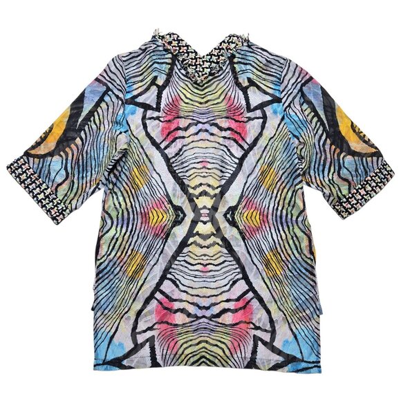 Alberto Makali Open Cardigan Womens XS Black Animal Print Sheer Boho 28 in Long - Picture 11 of 13